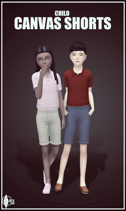 Sims 4 Canvas Shorts for Kids at Onyx Sims