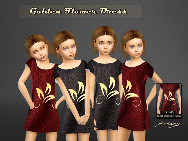 Sims 4 Golden Flower Dress by jeremy sims92 at TSR