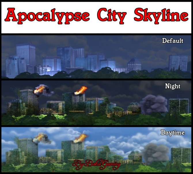 Sims 4 Apocalypse City Skyline Replacement by Bakie at Mod The Sims
