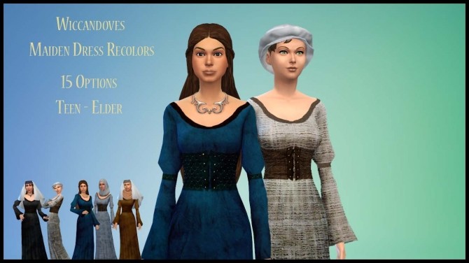 Sims 4 Maiden Dress recolors by Wiccandove at SimsWorkshop
