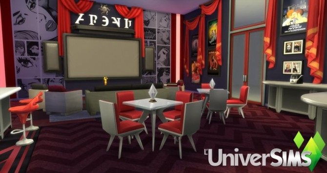 Sims 4 Red Carpet Home Theater salon by olideg at L’UniverSims