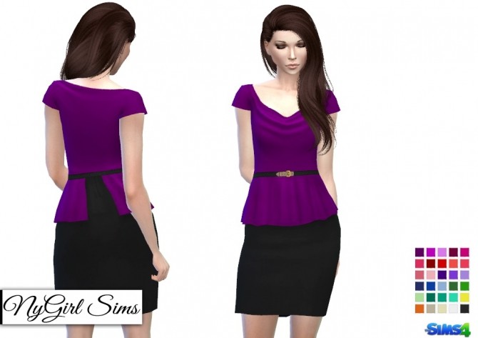 Sims 4 Belted Cowl Top Peplum Dress at NyGirl Sims