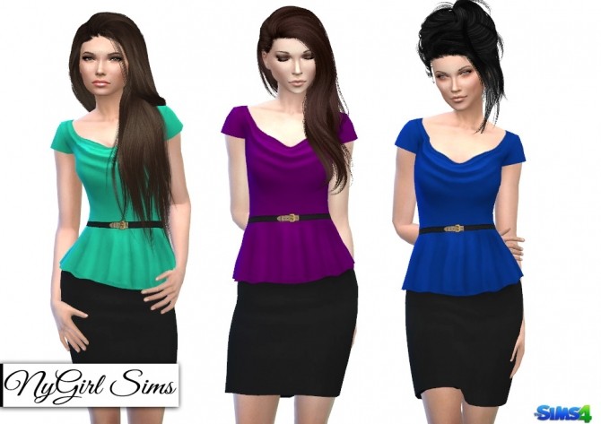 Sims 4 Belted Cowl Top Peplum Dress at NyGirl Sims