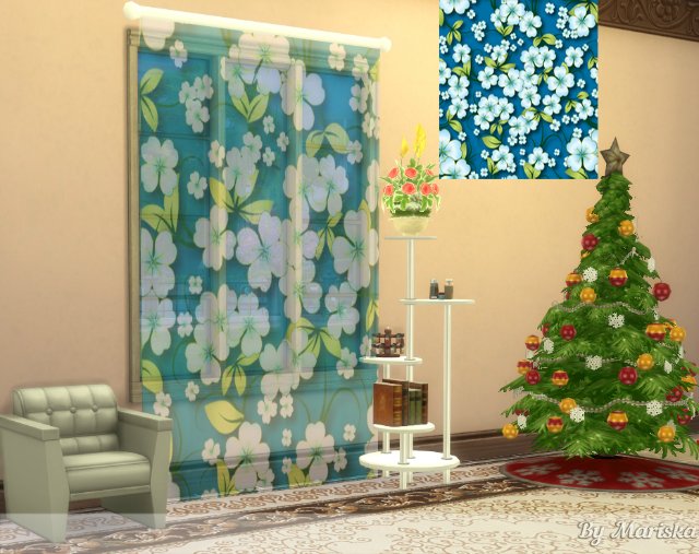 Sims 4 Trasparent Flowers Curtains by Mariska at Ladesire