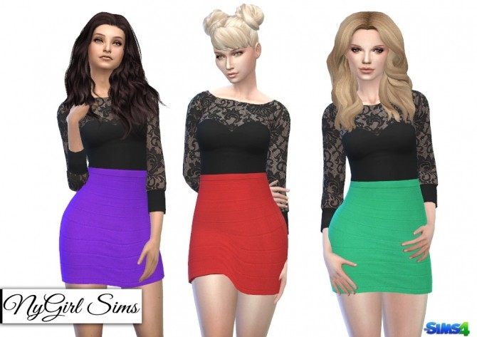 Sims 4 Lace Top and Bandage Skirt Dress at NyGirl Sims