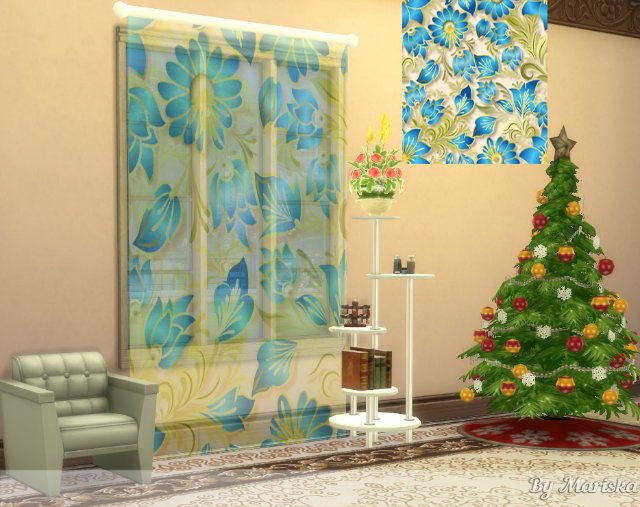 Sims 4 Trasparent Flowers Curtains by Mariska at Ladesire