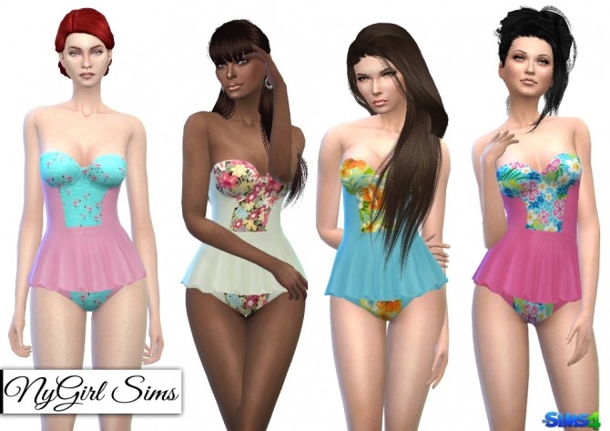 Sims 4 Prints and Solids Peplum Swimsuit at NyGirl Sims