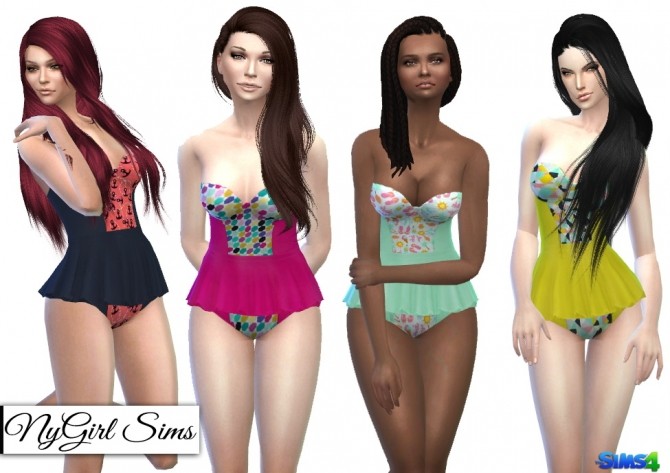 Sims 4 Prints and Solids Peplum Swimsuit at NyGirl Sims