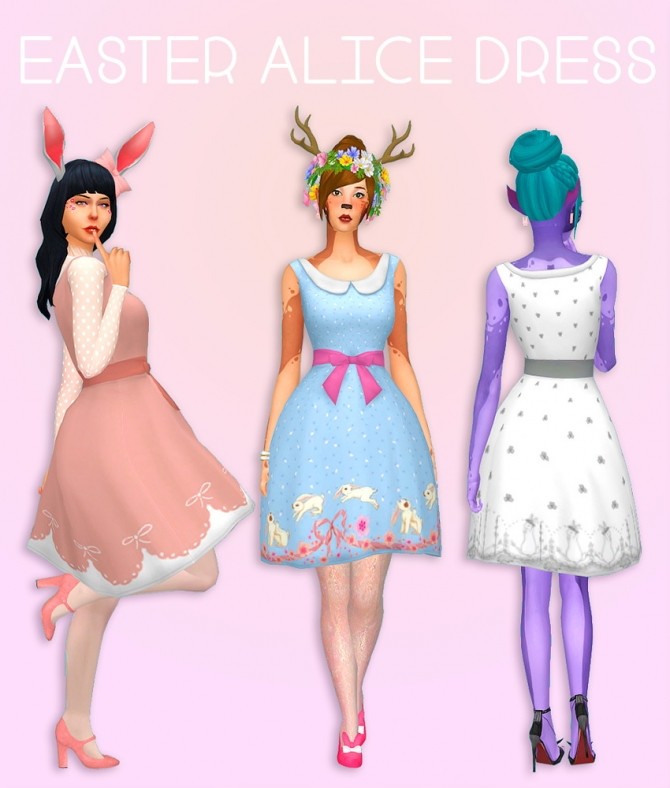 Sims 4 Easter Alice Dress 1 by dtron at SimsWorkshop