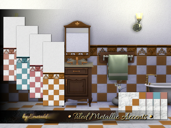 Sims 4 Tiled Metallic Accents by emerald at TSR
