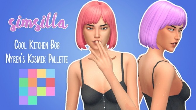 Sims 4 Cool Kitchen Shoulder Bob Recolor by simsilla at SimsWorkshop
