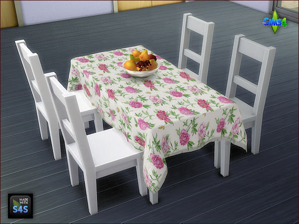 Sims 4 Set with 6 rectangular and 6 round tableclothes by Mabra at Arte Della Vita
