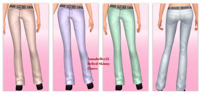 Sims 4 Belted Skinny Flares by Annabellee25 at SimsWorkshop