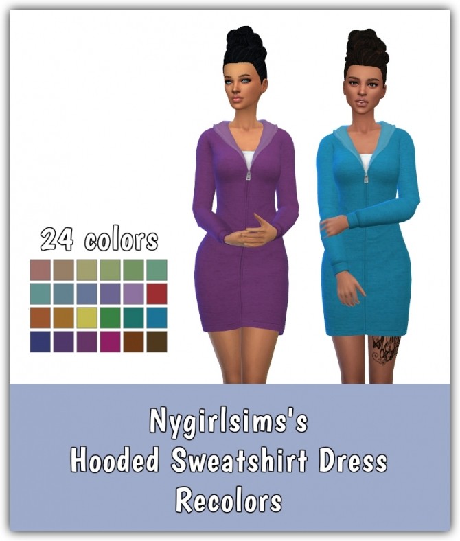 Sims 4 Hooded Sweatshirt Dress Recolors at Maimouth Sims4