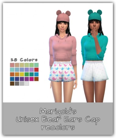 Bear Ears Cap Recolors at Maimouth Sims4
