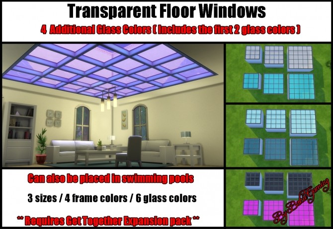 Sims 4 Transparent Floor Windows Additional Glass Colors by Bakie at Mod The Sims