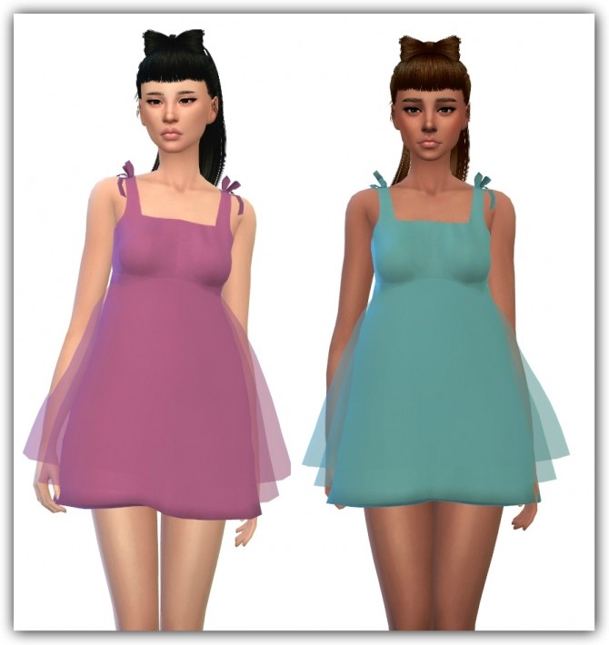 Sims 4 Shoulder Ribbon Chiffon Dress Recolors at Maimouth Sims4
