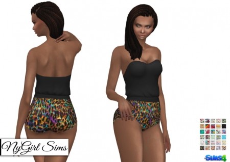 Gathered Waist Bodysuit Prints at NyGirl Sims