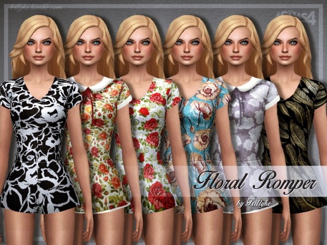 Sims 4 Floral Romper at Trillyke