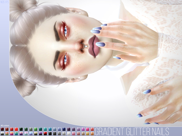 Sims 4 Gradient Glitter Nails N05 by Pralinesims at TSR