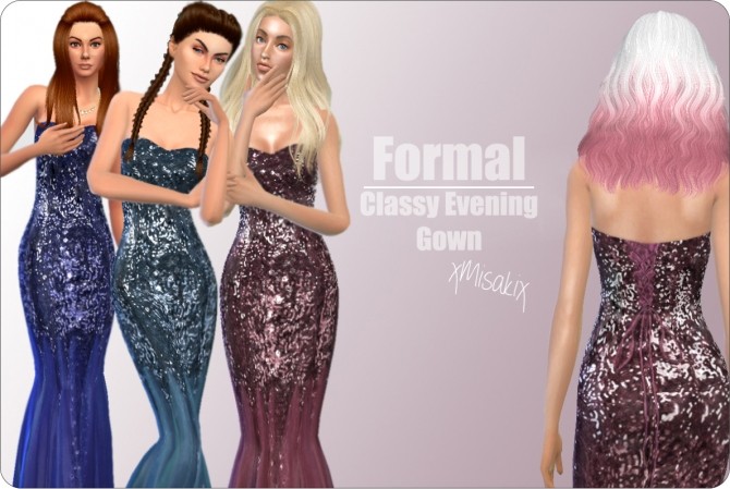 Sims 4 Classy Evening Gown at xMisakix Sims