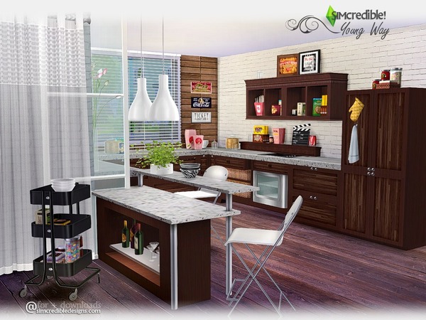 Sims 4 Young Way Kitchen by SIMcredible! at TSR