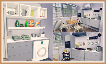 White Kitchen with Laundry at Dinha Gamer » Sims 4 Updates