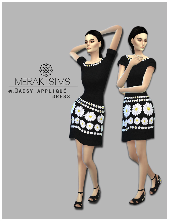 Sims 4 Daisy apliqué dress at Merakisims