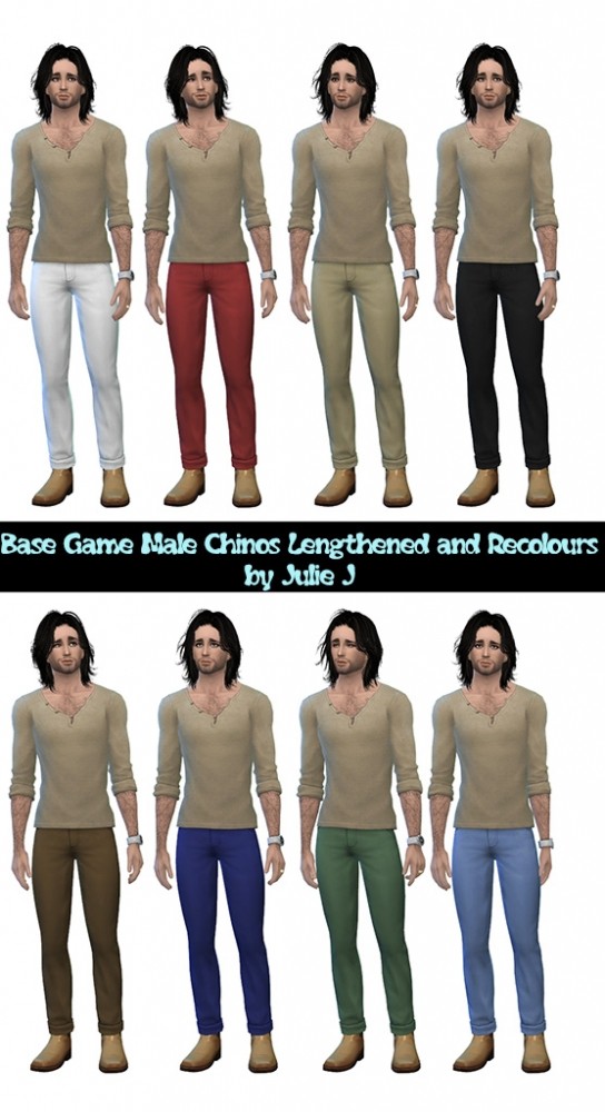 Sims 4 Male Chinos Lengthened and Recolours at Julietoon – Julie J