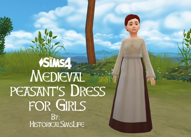 Sims 4 Medieval Peasants Dress for Girls by Anni K at Historical Sims Life