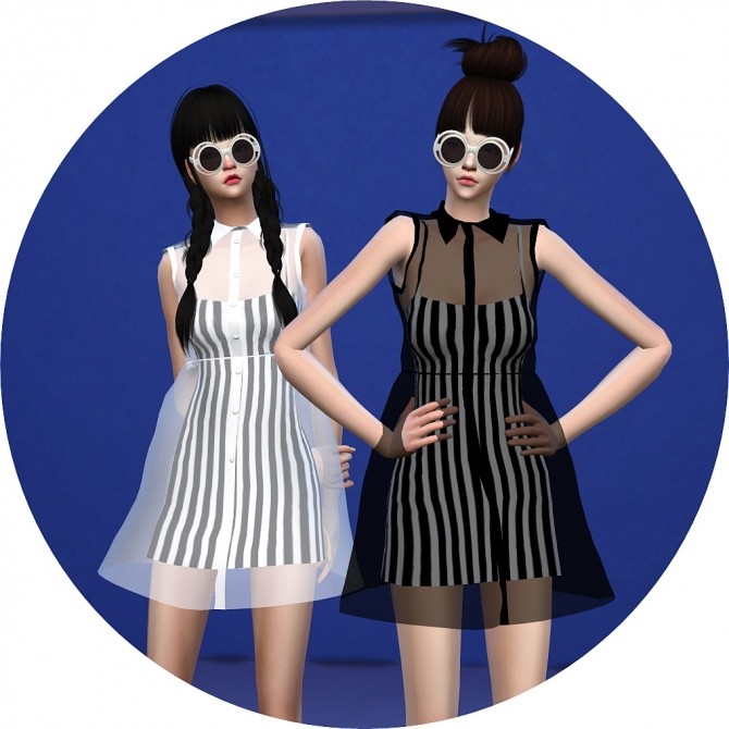 Sims 4 See Through Button Up Dress at Marigold