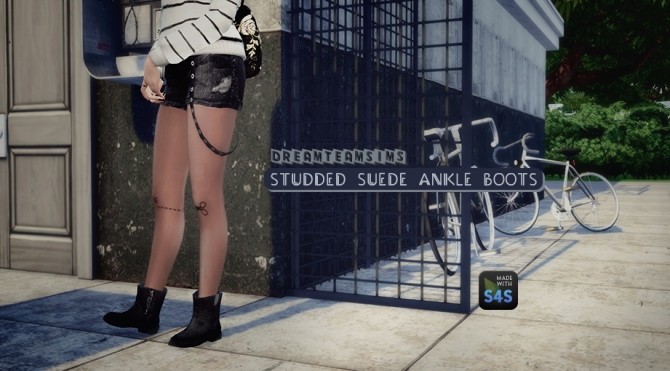 Sims 4 Studded Suede Ankle Boots at Dream Team Sims