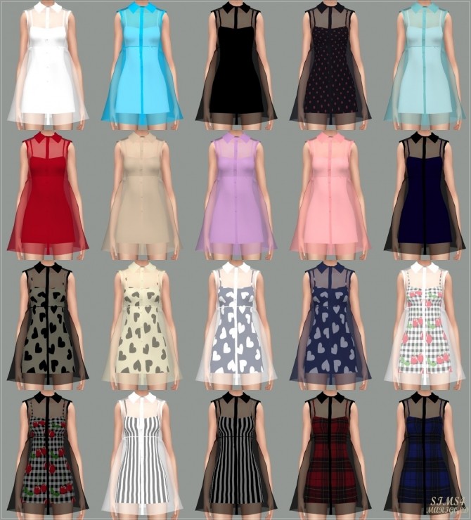 Sims 4 See Through Button Up Dress at Marigold