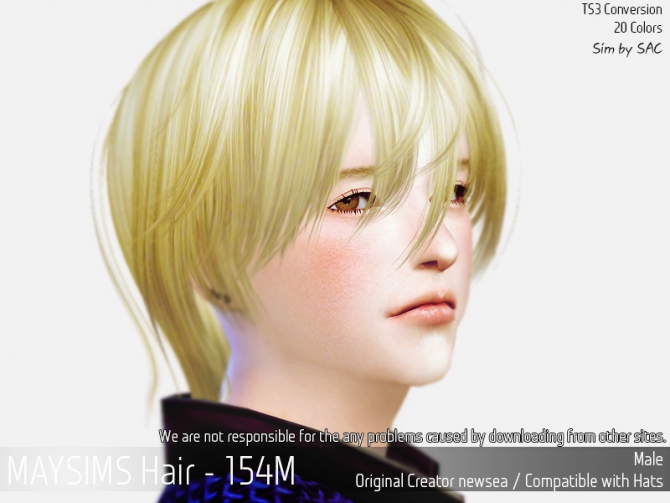 Hair 154 M (Newsea) at May Sims » Sims 4 Updates