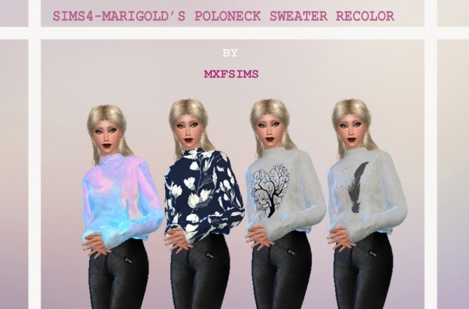 Sims 4 MARIGOLD’S Poloneck Sweater Recolors at MXFSims