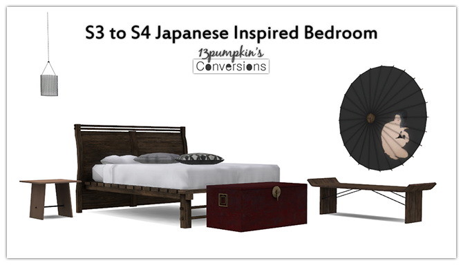 Sims 4 Exotic Elements Japanese Bedroom converted at 13pumpkin31