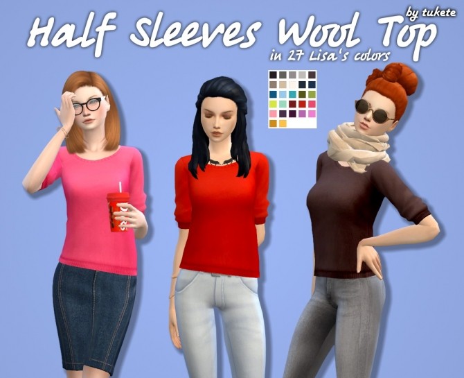 Sims 4 Half Sleeves Wool Top Recolors at Tukete