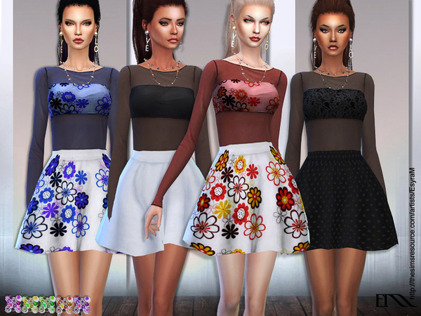 Sims 4 Spring flower dress1 by EsyraM at TSR