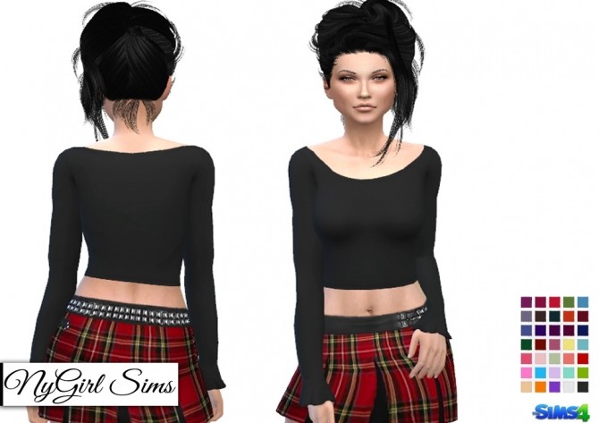 Sims 4 Ruffle Cuffed Long Sleeve Crop Top at NyGirl Sims