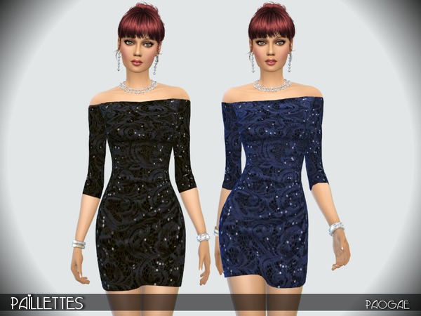Sims 4 Paillettes dress by Paogae at TSR