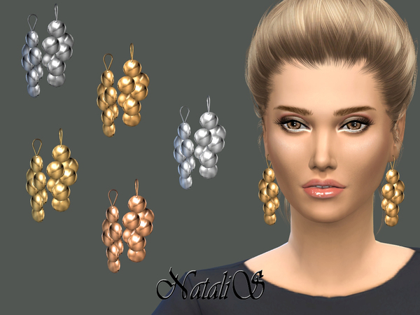 Sims 4 Metal daped disc earrings by NataliS at TSR