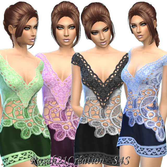 Sims 4 Dentelle de nuit dress by Rosah21 at Sims Dentelle