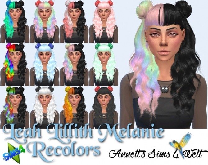 Sims 4 Leah Lillith Hair Melanie Recolors at Annett’s Sims 4 Welt
