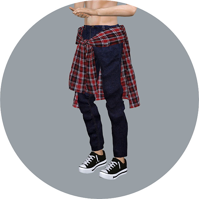 Sims 4 Male Tied Shirt Jeans at Marigold