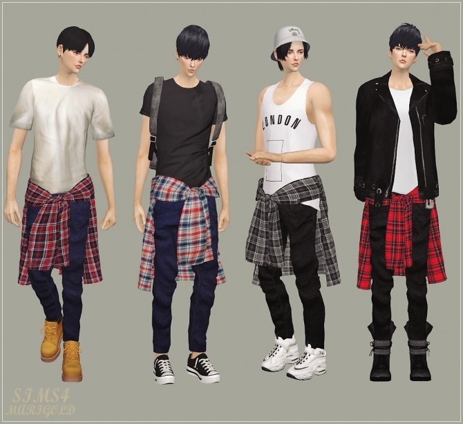 Sims 4 Male Tied Shirt Jeans at Marigold