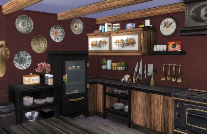 Sims 4 Ibiza kitchen mediterranean style by Mary Jimenez at pqSims4
