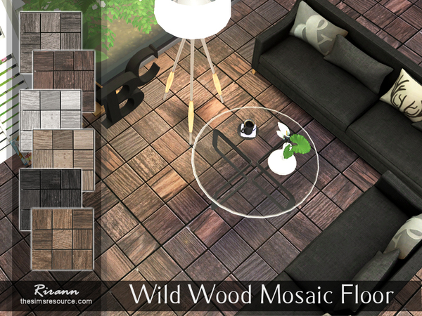 Sims 4 Wild Wood Mosaic Floor by Rirann at TSR