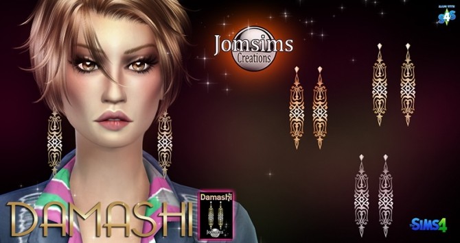 Sims 4 DAMaSHI earrings copper, gold or silver at Jomsims Creations
