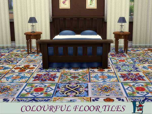 Sims 4 Colourful floor tiles by evi at TSR