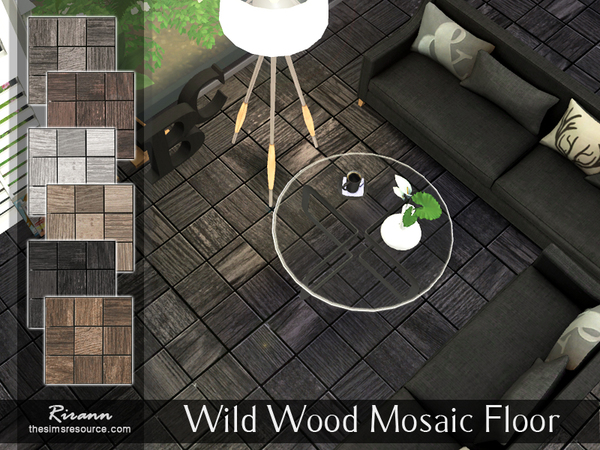 Sims 4 Wild Wood Mosaic Floor by Rirann at TSR